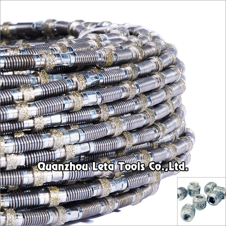 Diamond wire saw with electroplated diamond beads for marble quarry cutting
