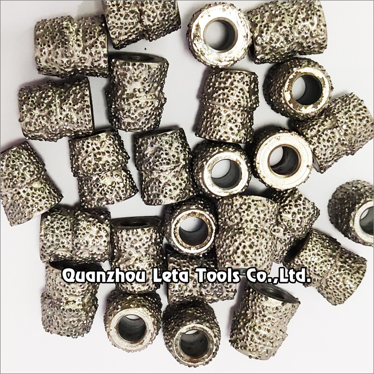 Vacuum brazed diamond beads of wire saw for marble travertine and soft stone cutting